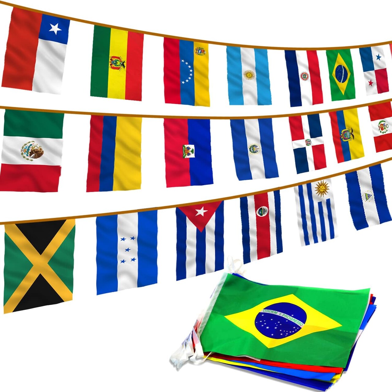 Latin America 23 Countries String Flags - Assorted Latino Flag Banners (Latin America (23 Countries)